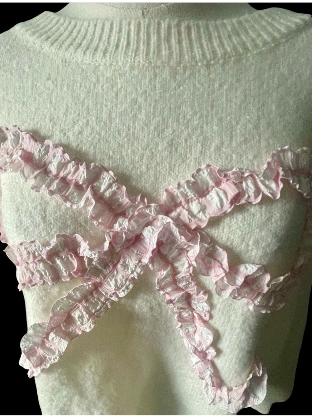 Altar’d State Coquette Bow Sweater NWT XL Cream Pink Soft Knit Pullover - Picture 6 of 16